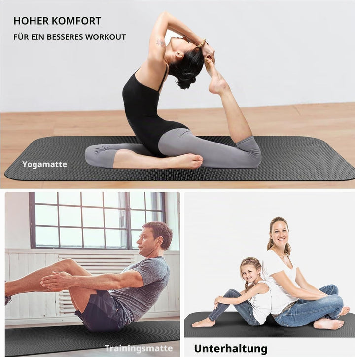 Extra Lang Yogamatte 214x76x0.6cm, Yoga Matte,rutschfest, Pilates-Gymnastikmatte, Sportmatte Fitness