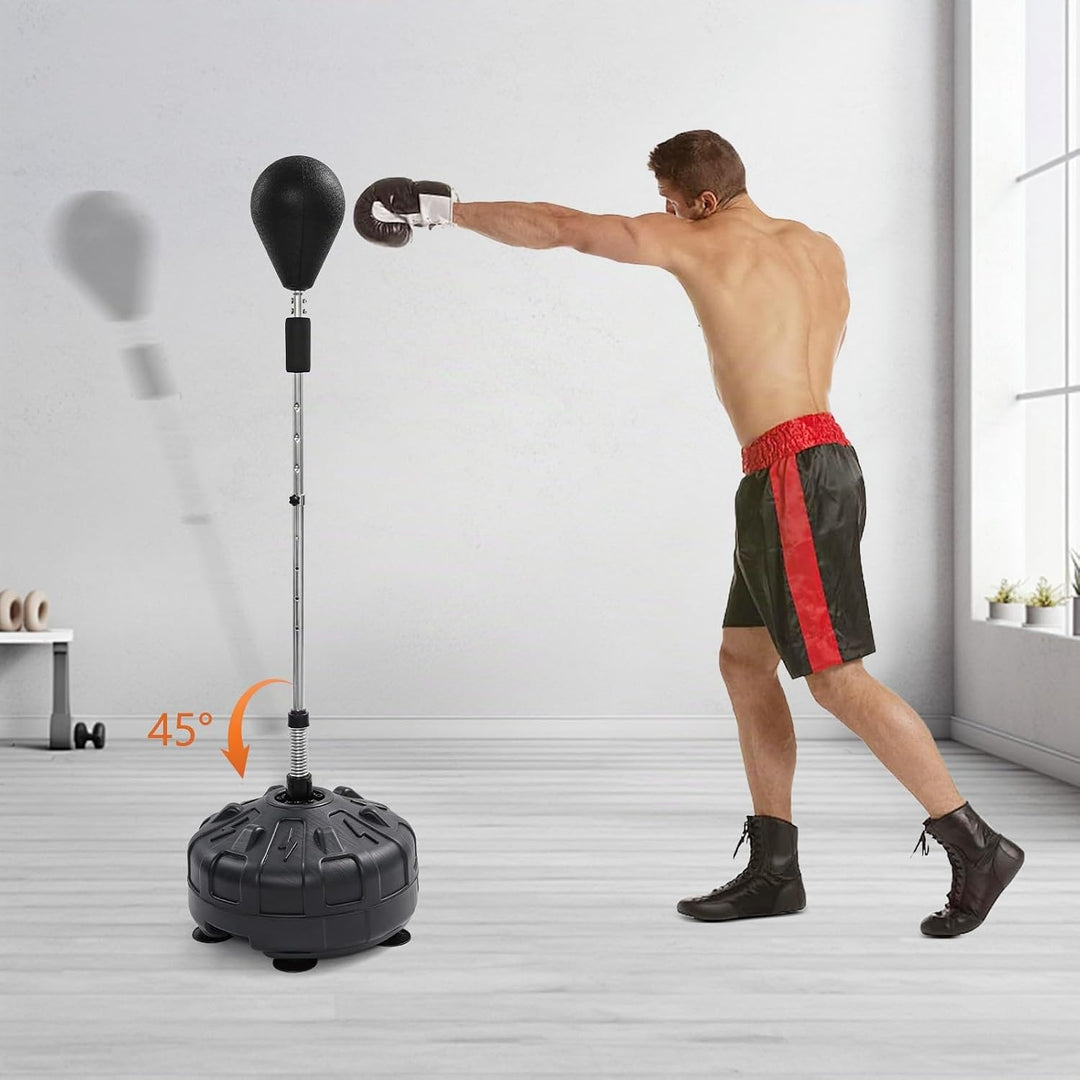 Punchingball Boxstand Standbox Trainer, Standboxsack mit 1 Speed Boxtasche, 90 °Rückprallwinkel, Höh