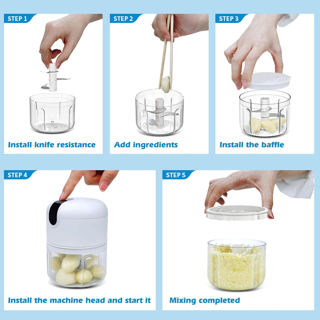 Zwiebel Zerkleinerer, 250ML Zwiebelzerkleinerer Elektrisch, Multizerkleinerer mit USB-Anschluss, 3 K
