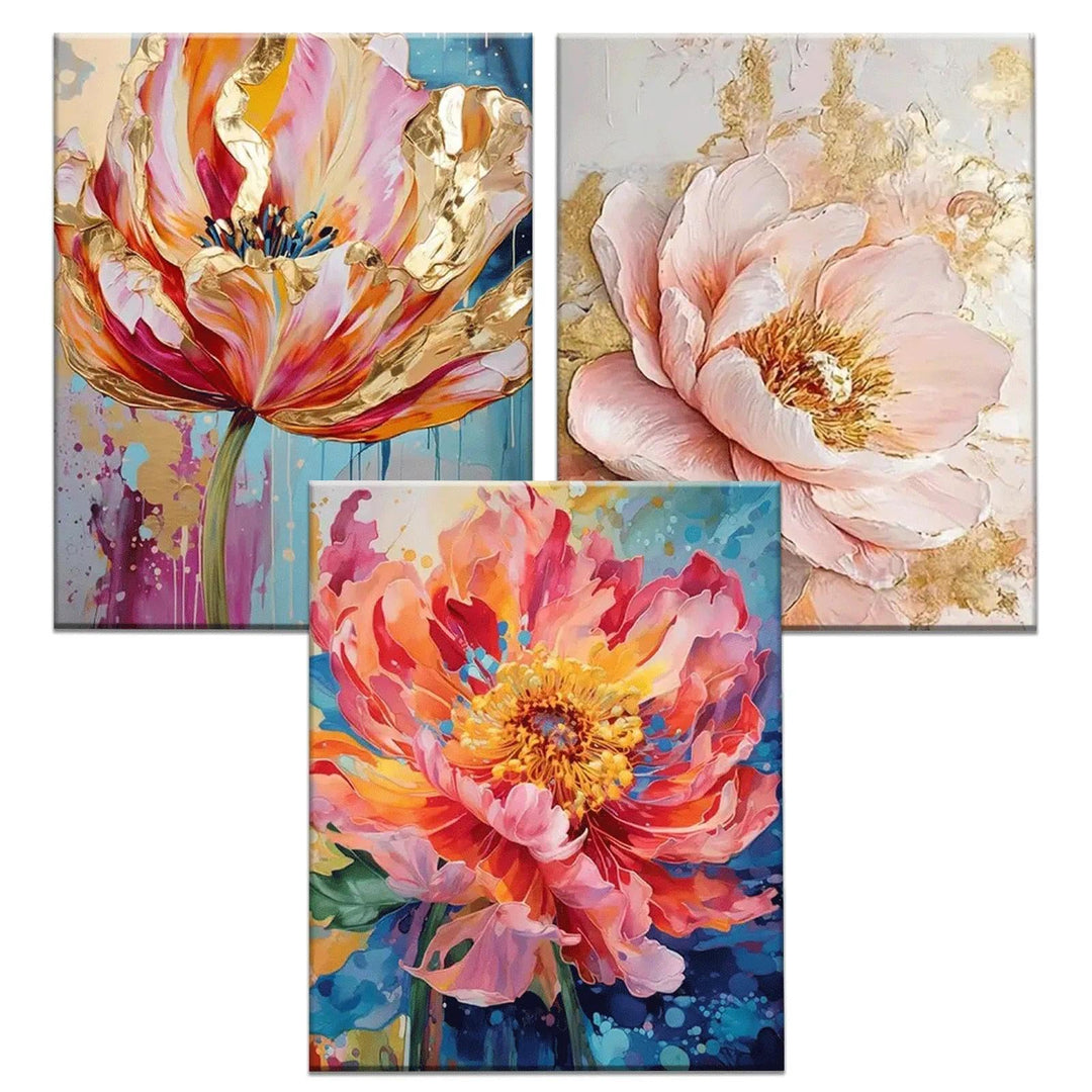 JATOK 3 Stück Malen Nach Zahlen Erwachsene, DIY Blumen Gemälde für Anfänger, Handgemalt Ölgemälde Le