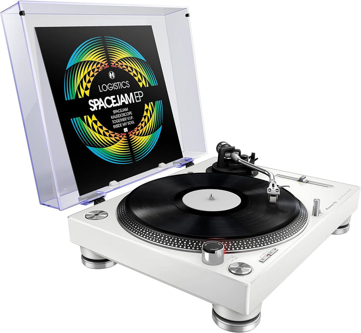 Pioneer DJ PLX-500-W DJ-Plattenspieler mit Direktantrieb, Weiss & DM-50D 5" Desktopmonitorsystem (we