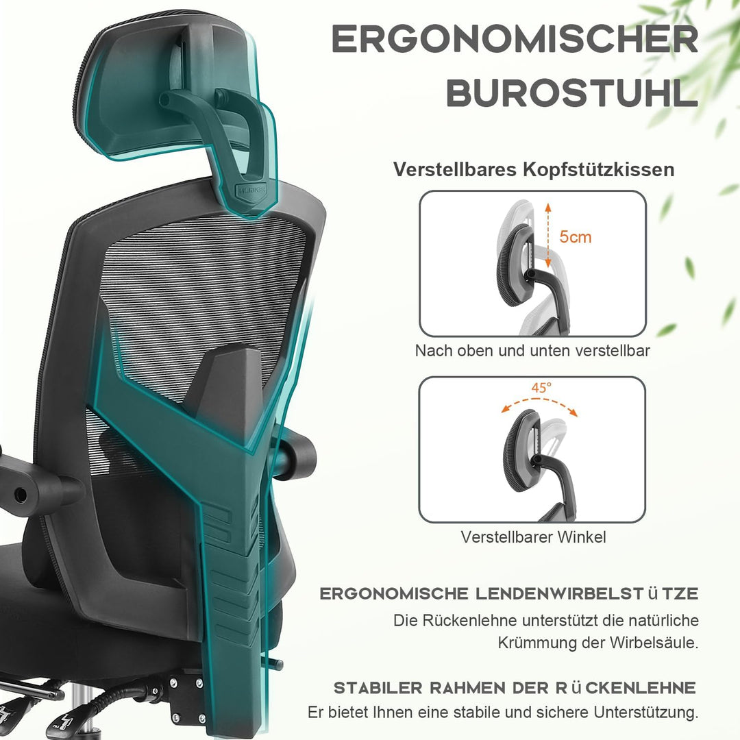 DUMOS Bürostuhl Ergonomisch EIN Schreibtischstuhl mit Komfortarmlehnen Ausgestattet mit Einer Bequem