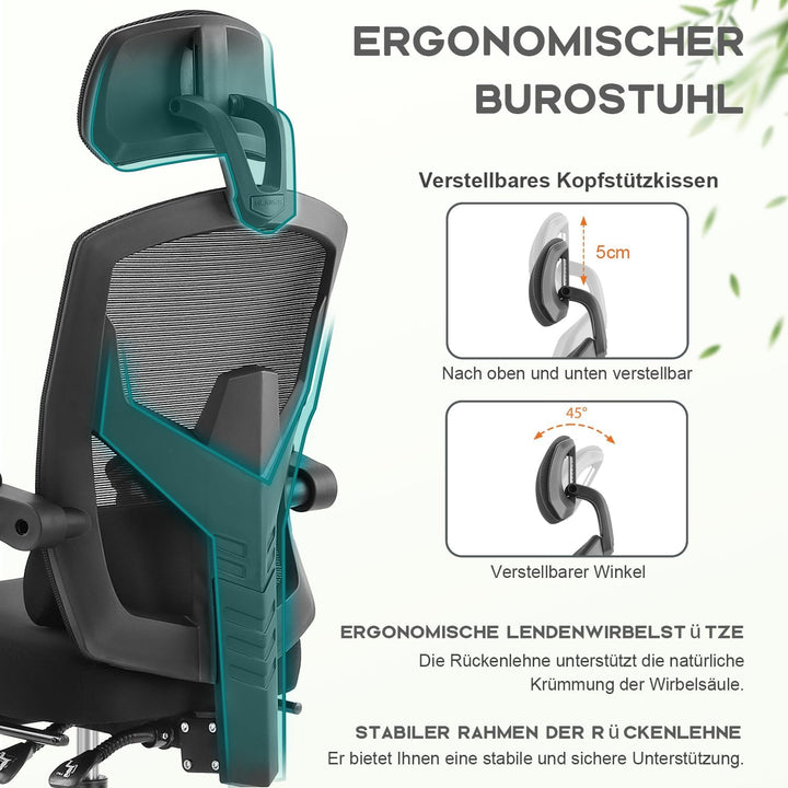 DUMOS Bürostuhl Ergonomisch EIN Schreibtischstuhl mit Komfortarmlehnen Ausgestattet mit Einer Bequem