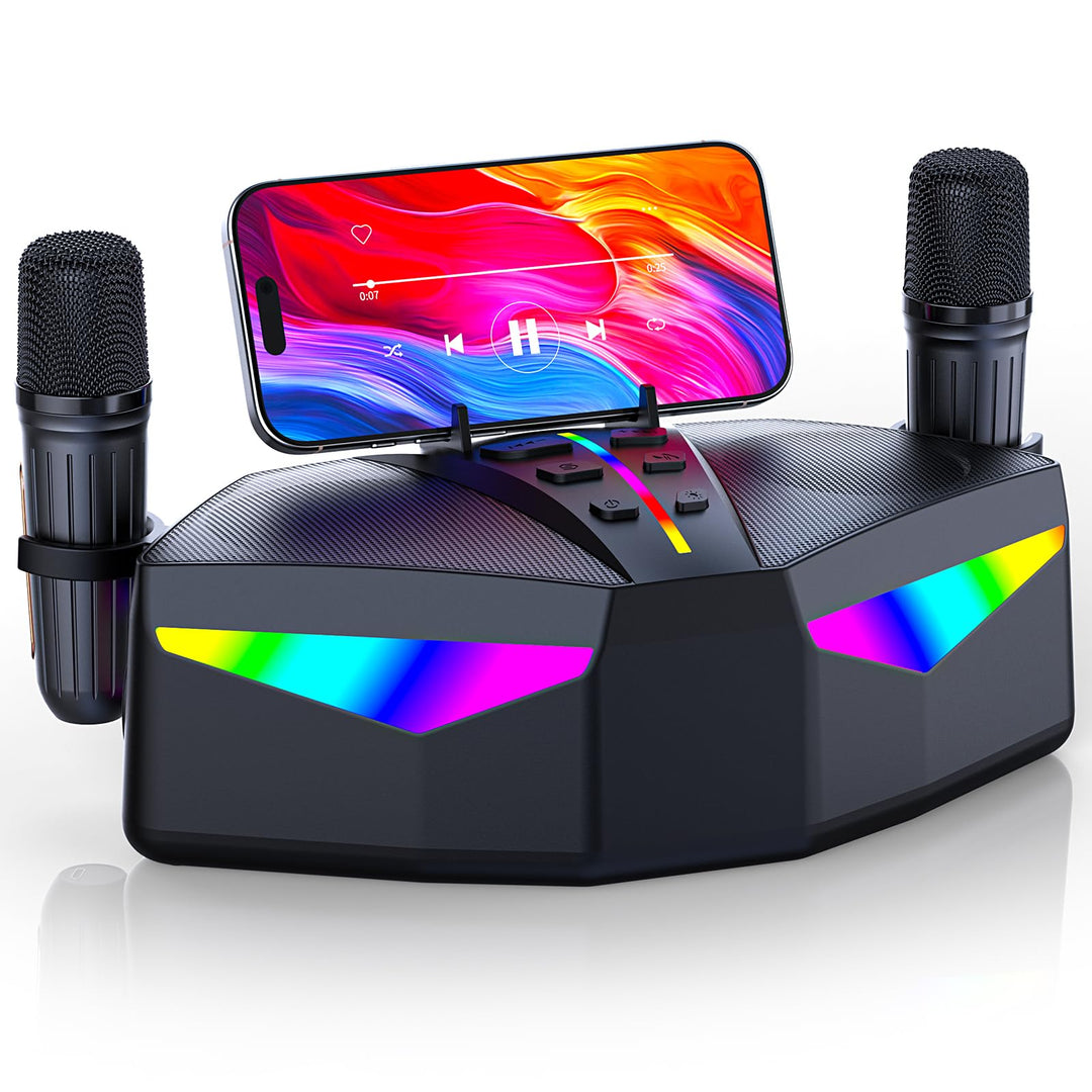 Karaoke-Maschine : Echter Tragbarer Lautsprecher mit 35W, 8-Stunden-Autonomie, 2 Aufladbare Drahtlos