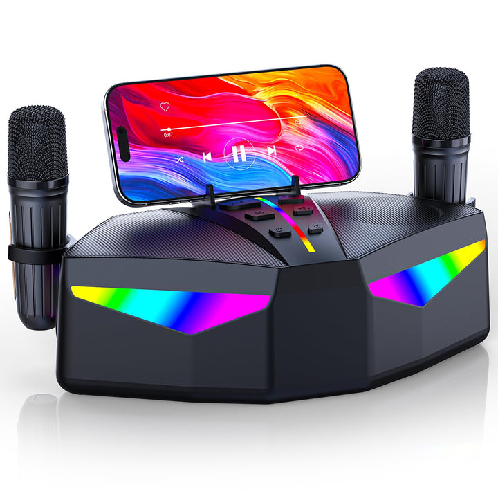 Karaoke-Maschine : Echter Tragbarer Lautsprecher mit 35W, 8-Stunden-Autonomie, 2 Aufladbare Drahtlos