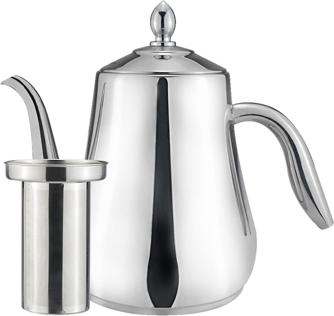 SANQIAHOME 1550ml Edelstahl-Teekanne mit herausnehmbarem Siebeinsatz, Qualitäts-Teekanne mit kleinem
