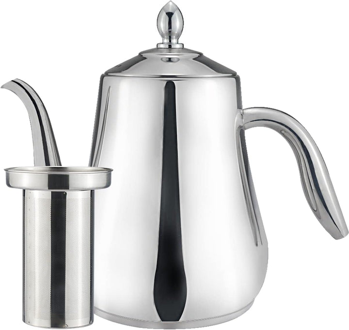 SANQIAHOME 1550ml Edelstahl-Teekanne mit herausnehmbarem Siebeinsatz, Qualitäts-Teekanne mit kleinem