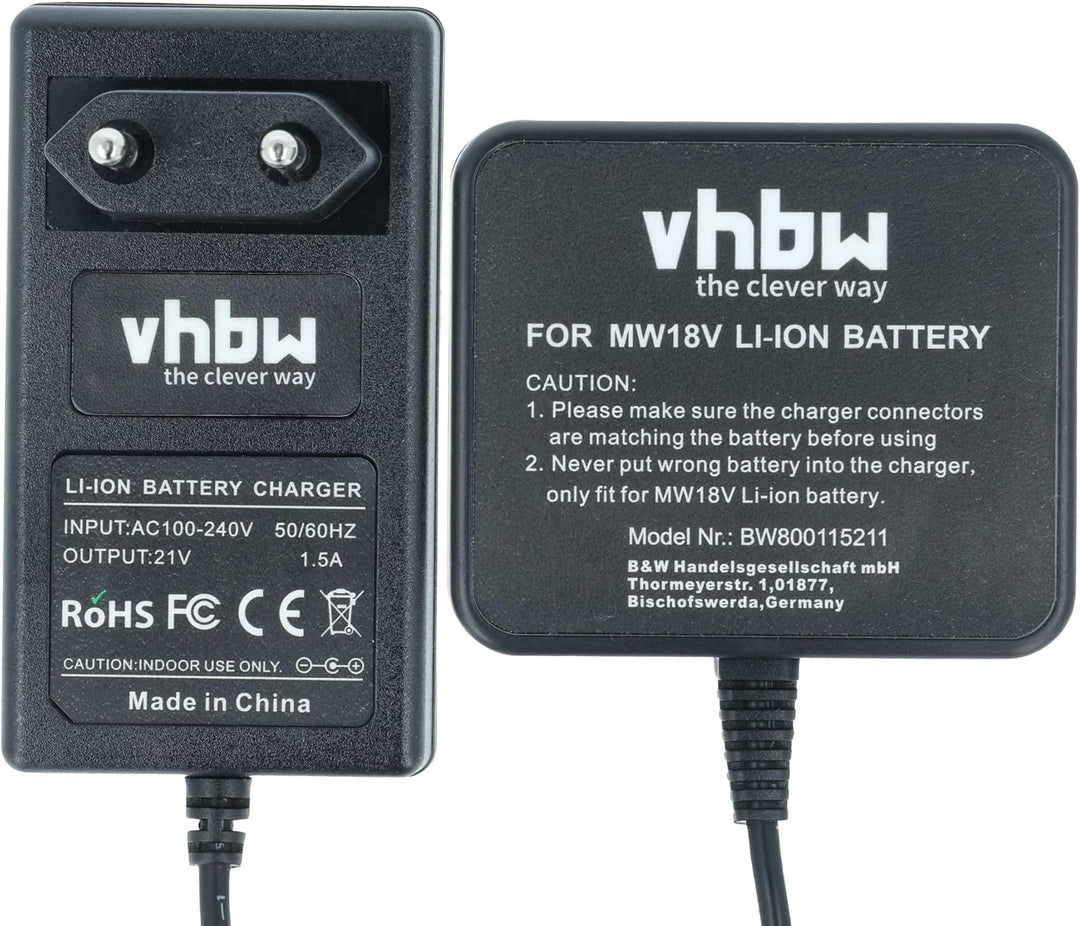 vhbw Ladegerät kompatibel mit BTI 18V Geräte ab 4/2013 Werkzeug Li-Ion-Akkus