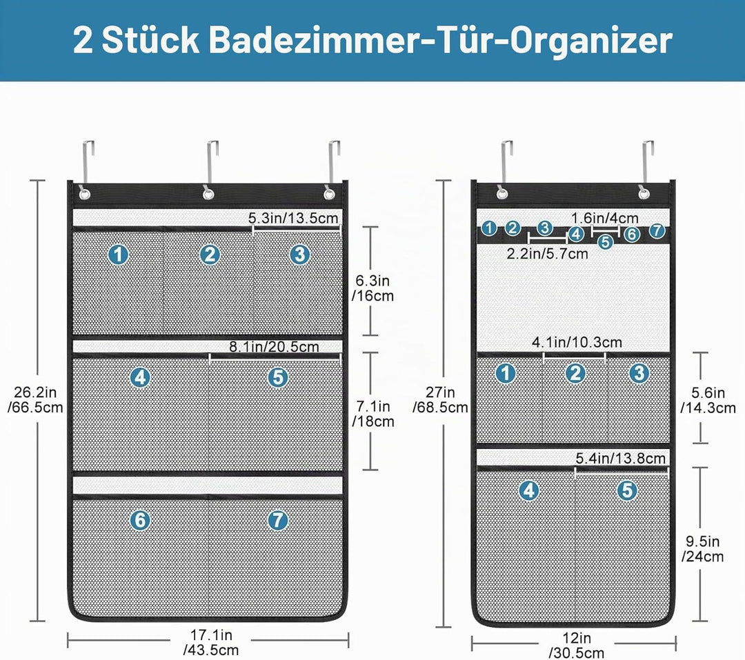 EEEKit Hängende Badezimmer Organizer, 2 Stück Dusche Organizer, Schnelltrocknende Türorganizer Hänge