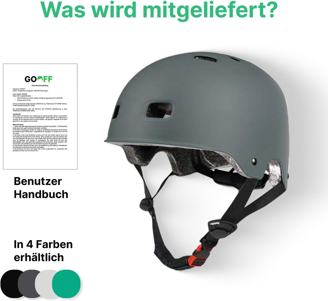 GOOFF Skatehelm - CE & NTA Zertifiziert - Skatehelm für Erwachsene und Kinder - auch als Fahrrad & S