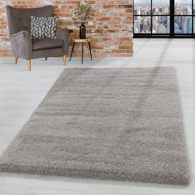 HomebyHome Teppich Wohnzimmer Hochflor Shaggy 50 mm Florhöhe Beige 200 cm Rund - Teppich Schlafzimme