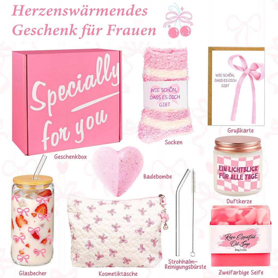 Geschenke für Frauen, Rosa Kleine Aufmerksamkeit für Freundin, Liebevolles Geschenkset für Geburtsta
