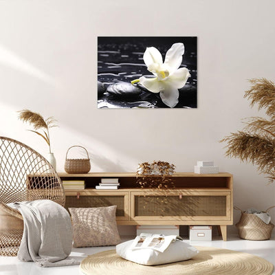 Bilder auf Leinwand Spa Orchidee Steine Wasser Leinwandbild 70x50cm Wandbilder Dekoration Wohnzimmer