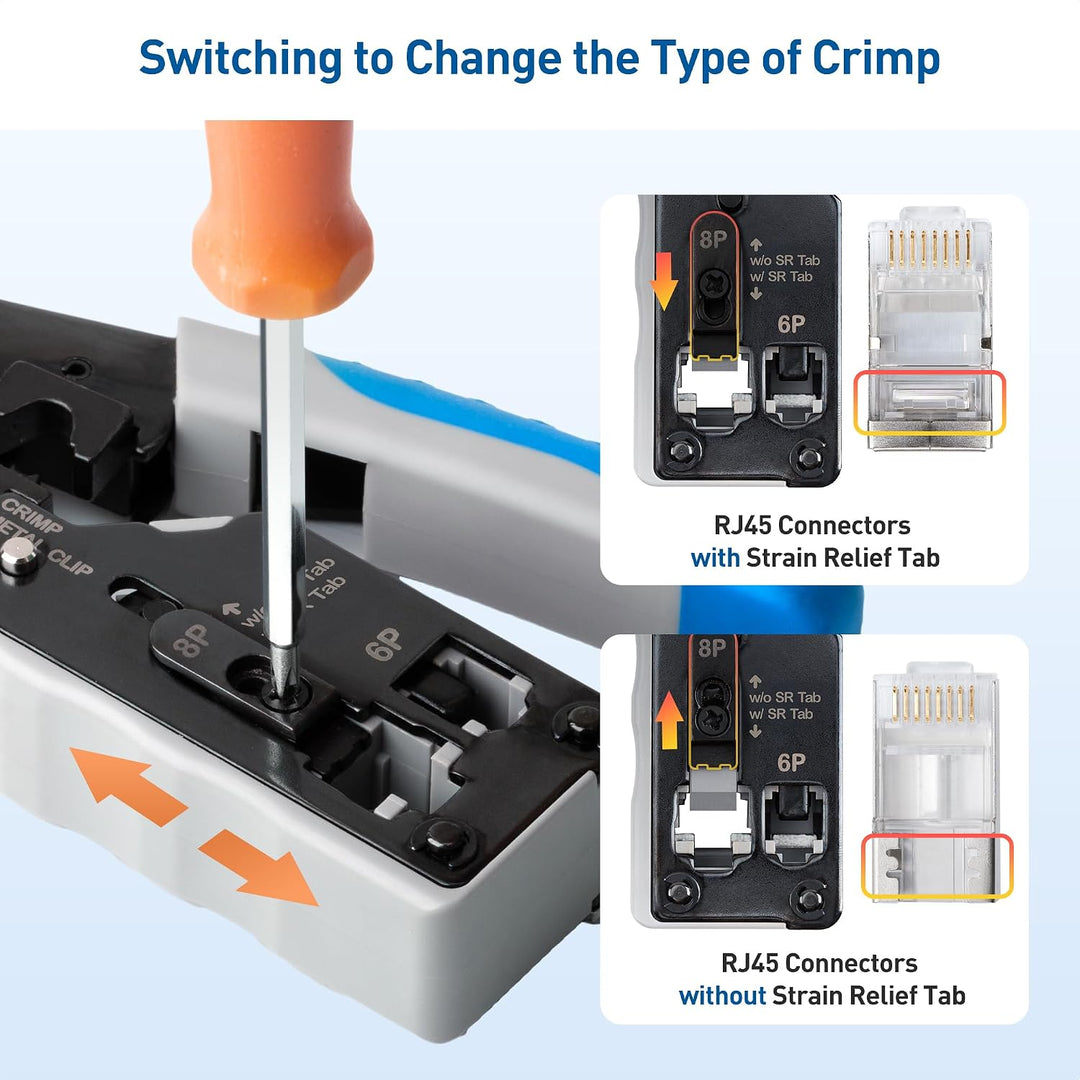 Cable Matters All-in-One RJ45 Crimpzange für geschirmte Pass-Through RJ45 Stecker - Cat8 Crimpwerkze