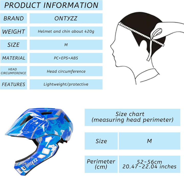 Kinder Fahrradhelm Leicht Integralhelm Kinder mit Abnehmbaren Kinnschutz Kinder Downhill Helm für Ba