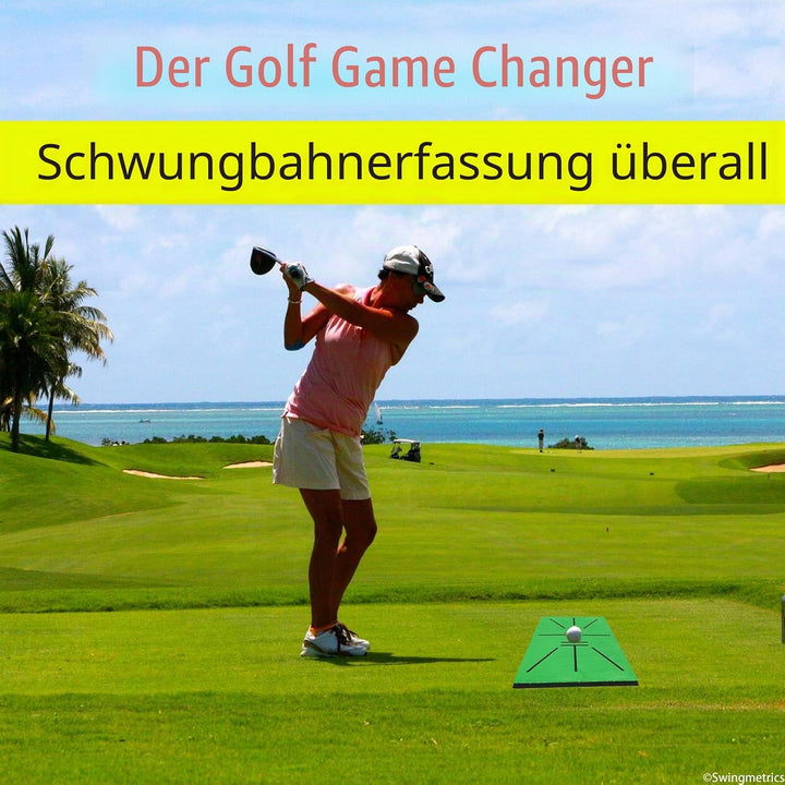 Golf Schlagmatte – Schwungpfad-Erkennung, 35x24 cm AL-Basis mit 7cm Erdspiesse – Golf Trainingsmatte