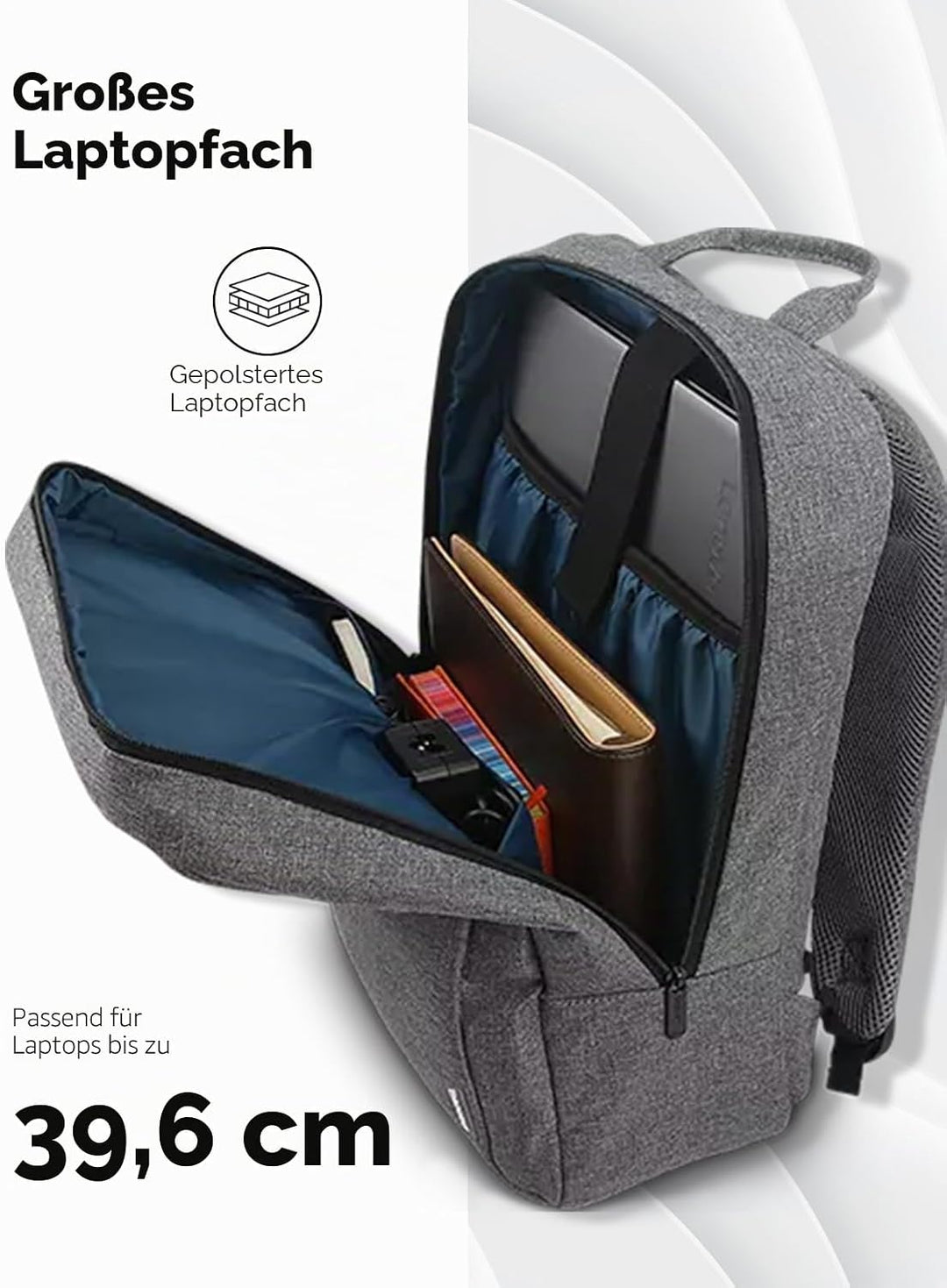 Lenovo 15.6 Laptop Casual Rucksack B210, Grau Grau 39,6 cm grosser Rucksack, Grau 39,6 cm grosser Ru