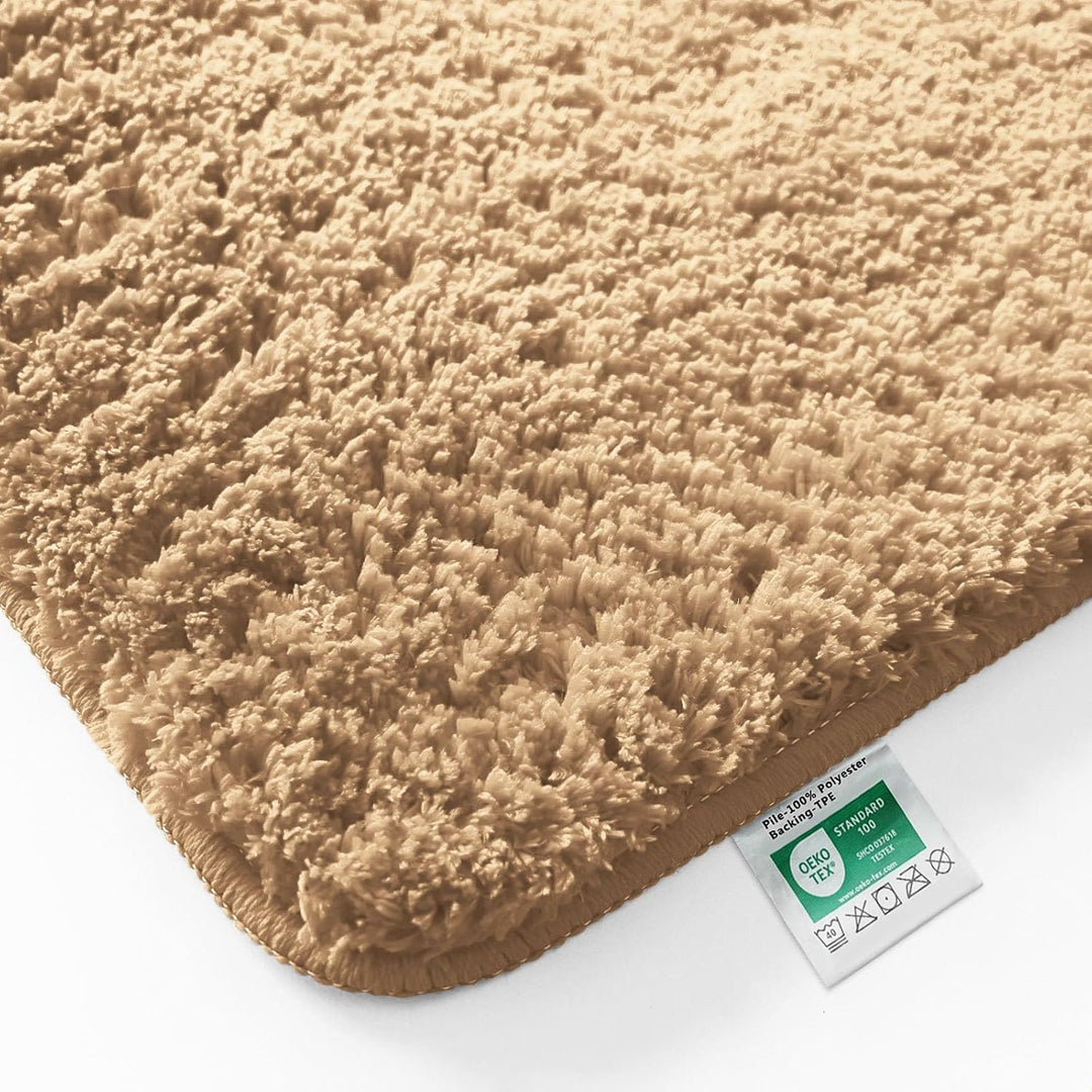 casa pura Badematte beige weicher, Flauschiger Badezimmerteppich in Shaggy Optik, Badvorleger rutsch