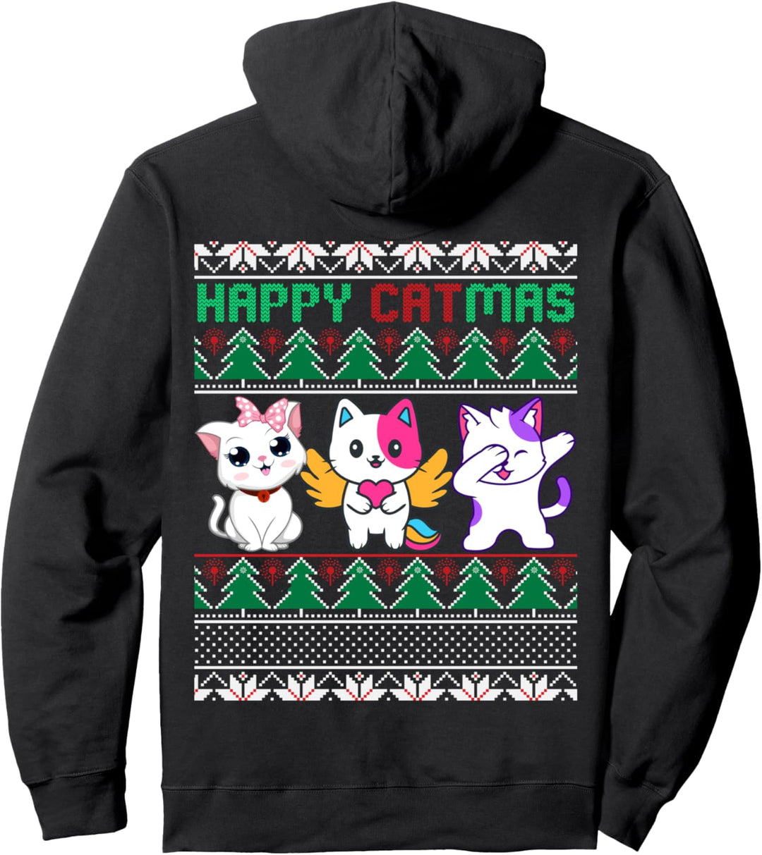 Cat lover gifts for Christmas - Ugly Christmas Cat lover Pullover Hoodie