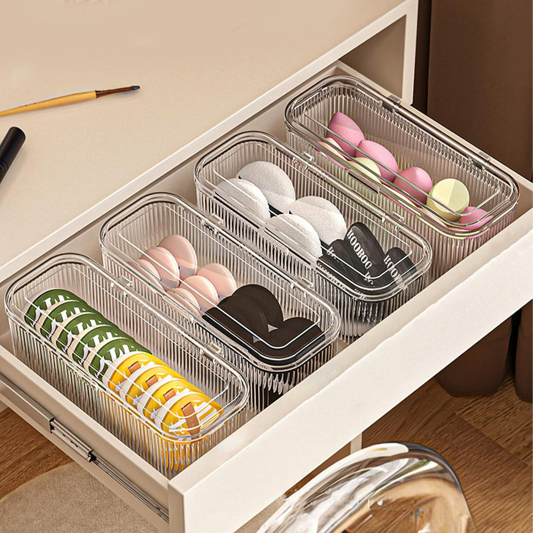 JessLab Makeup Pinselhalter Organizer, Klarer Schmink-Schwamm Behälter, Kosmetik-Aufbewahrung mit De