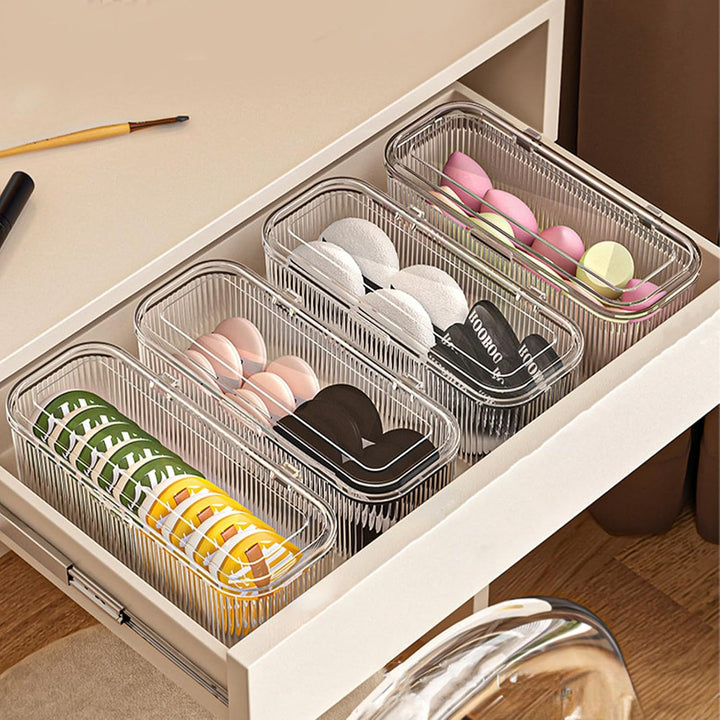 JessLab Makeup Pinselhalter Organizer, Klarer Schmink-Schwamm Behälter, Kosmetik-Aufbewahrung mit De