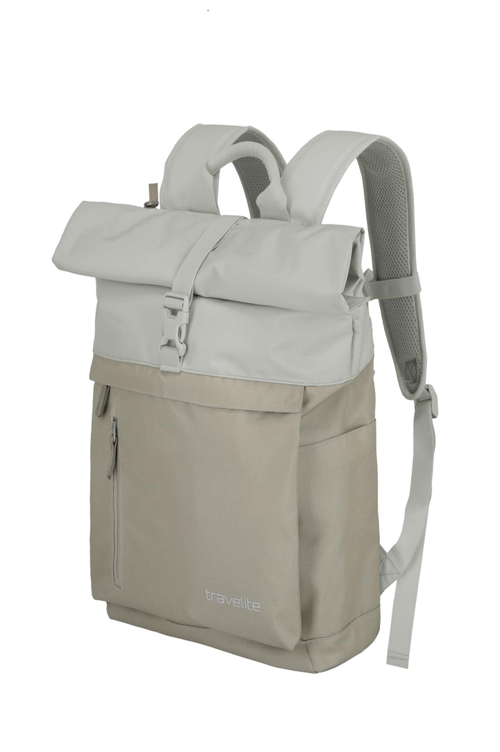 Travelite Handgepäck Rucksack, Laptop Rucksack 15,6 Zoll, BASICS, Reiserucksack Rolltop Funktion, 60