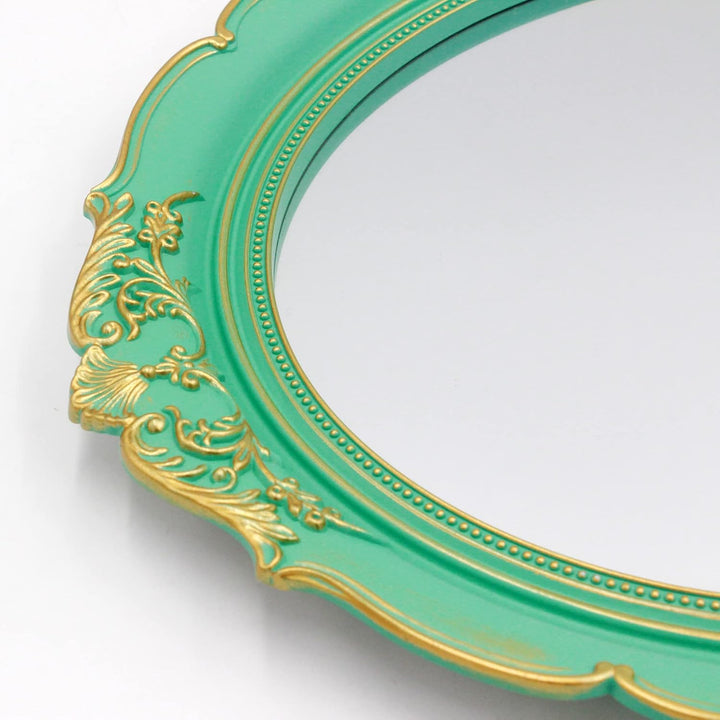 Dekospiegel Vintage Spiegel Hängespiegel 37,6 x 33,3 cm oval Spiegel grün, Grün