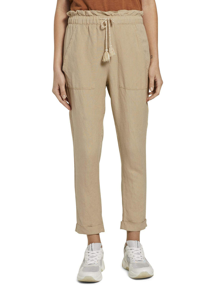 TOM TAILOR Damen Leinen Relaxed Hose 34 22201 - Cream Toffee, 34 22201 - Cream Toffee