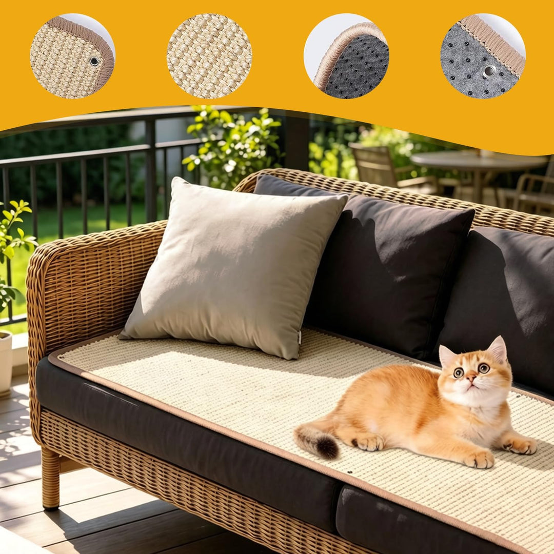 Kratzmatte Katze,2 Pack Kratzbretter Katze Sisal, Kratzmatte Katze aus natürlichem Sisal mit Selbstk