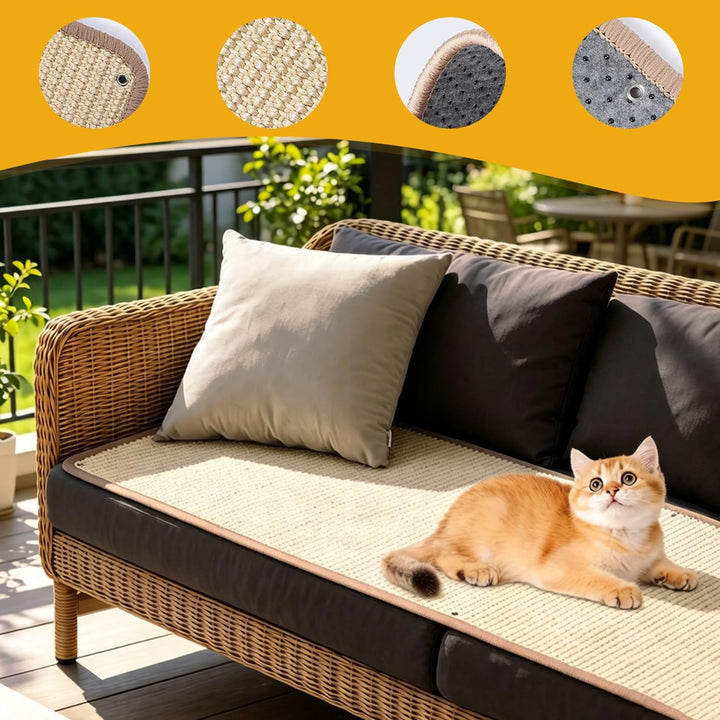 Kratzmatte Katze,2 Pack Kratzbretter Katze Sisal, Kratzmatte Katze aus natürlichem Sisal mit Selbstk