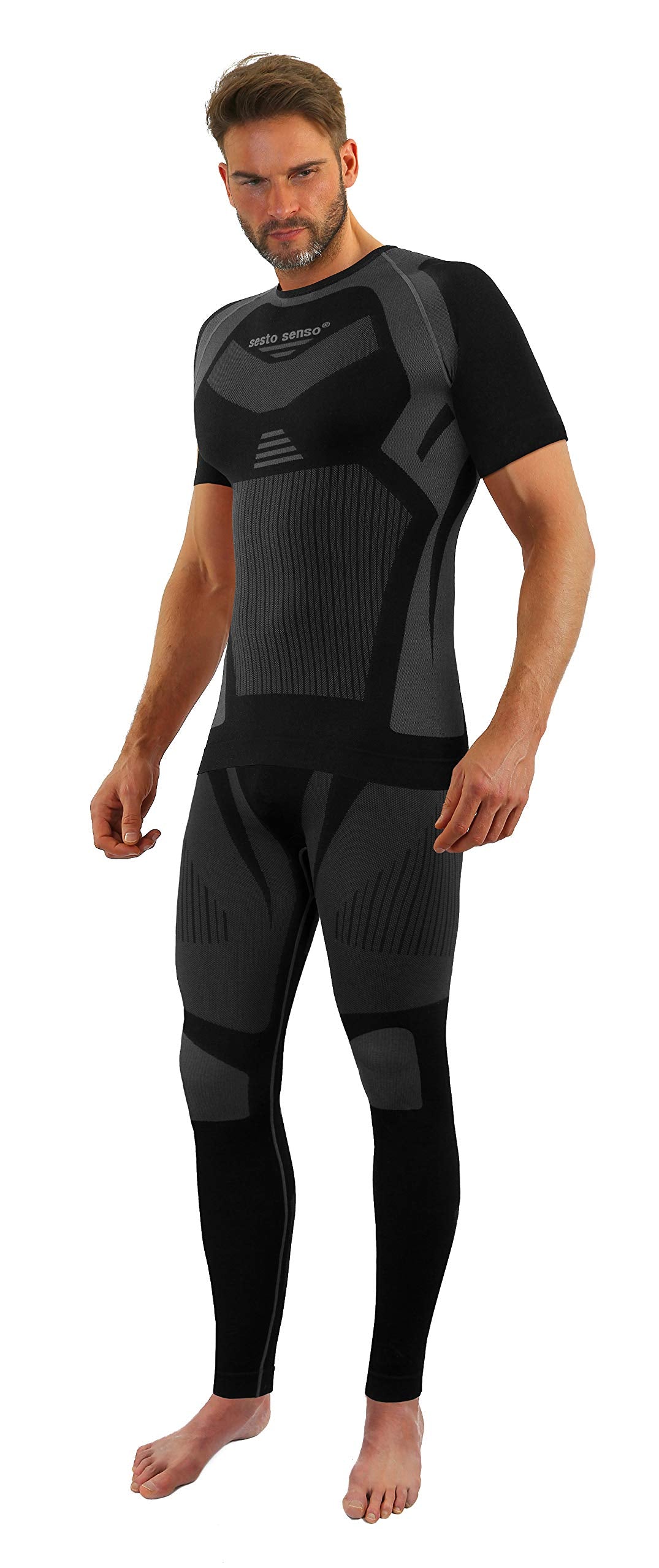 sesto senso Herren Funktionsunterwäsche Set Kurzarmhemd Leggings Schnelltrocknend Skiunterwäsche XL