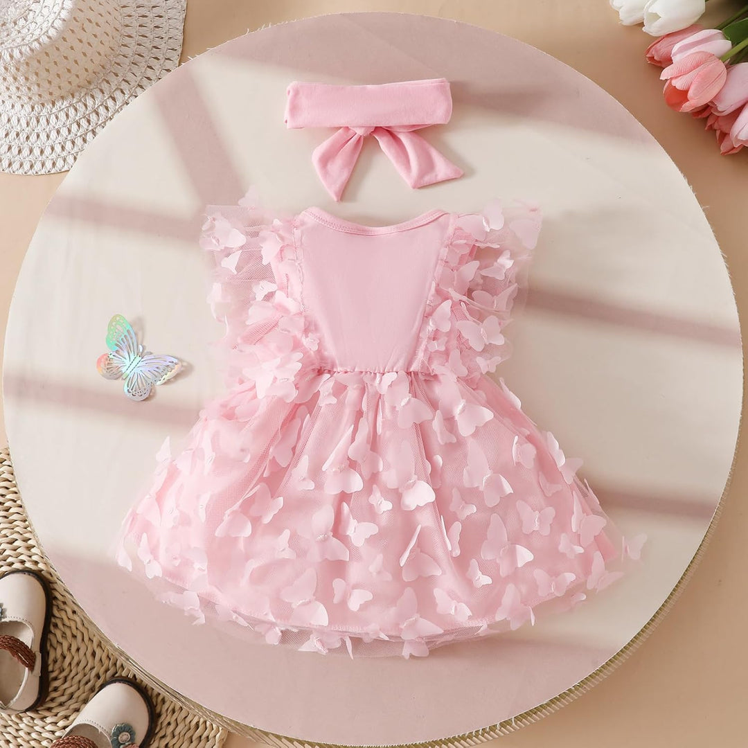 Babykleidung für Neugeborene Mädchen Gerüschtes Kleid mit Blumendruck Sommer Outfits Süsses Schleife