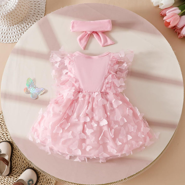 Babykleidung für Neugeborene Mädchen Gerüschtes Kleid mit Blumendruck Sommer Outfits Süsses Schleife