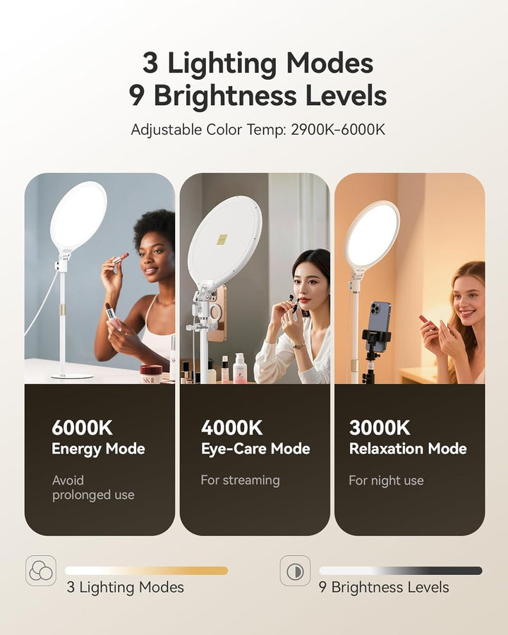 TELESIN Ringlicht mit Stativ Handy Laptop Videokonferenz Licht, 10.2" Ring Light Ringleuchte LED 9 L