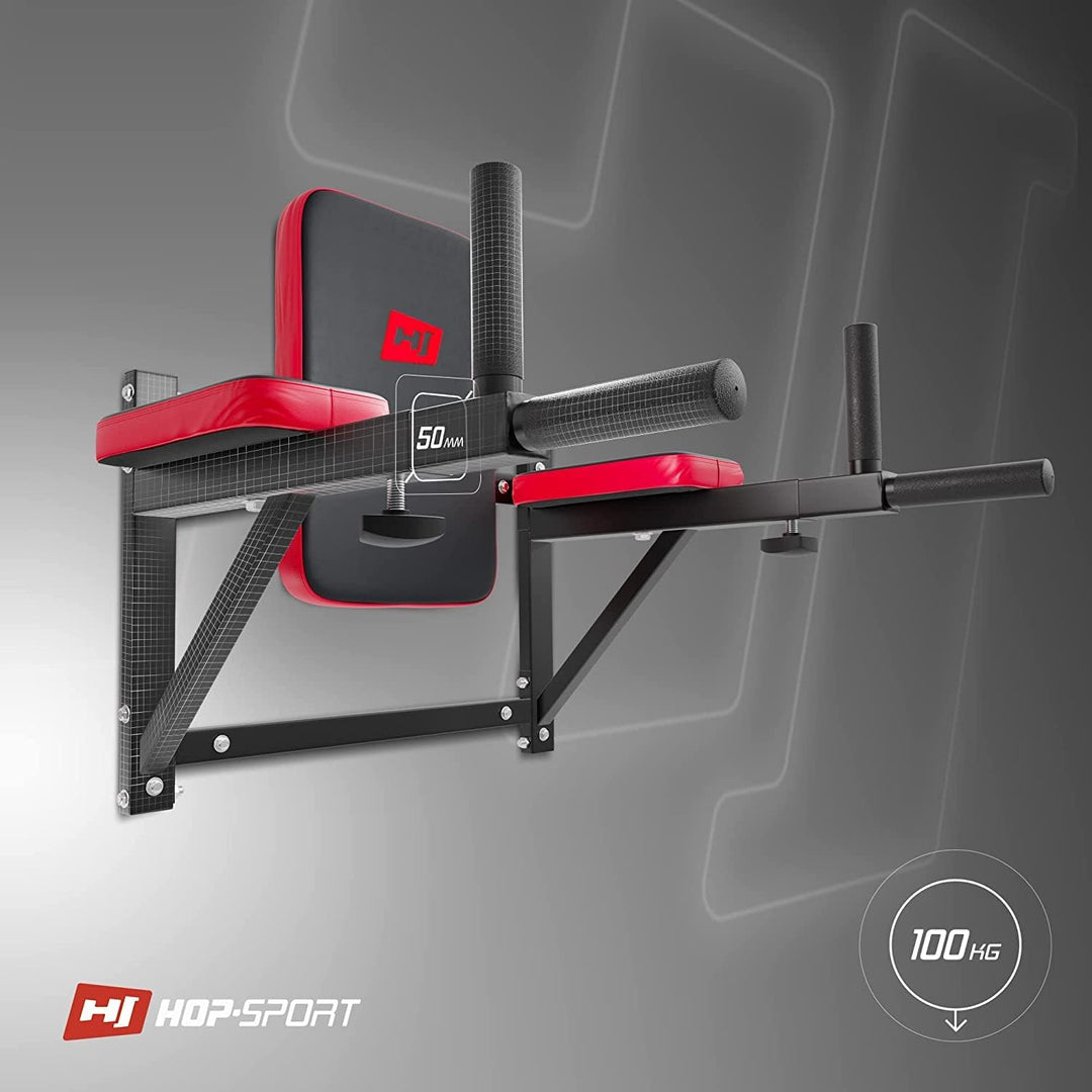 Hop-Sport Dipper Dip Barren Dip Station mit ausziehbaren Haltegriffen Bauchmuskeltrainer zur Wandbef