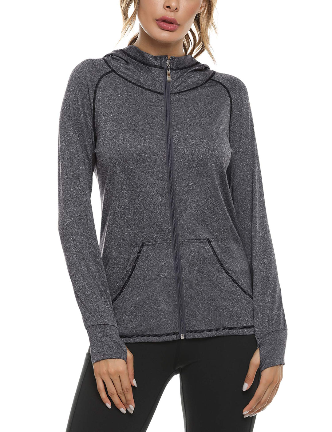 Sykooria Damen Sweatjacke Langarm Trainingsjacke Laufjacke Hoodie Leichte Atmungsaktiv Sportjacke vo