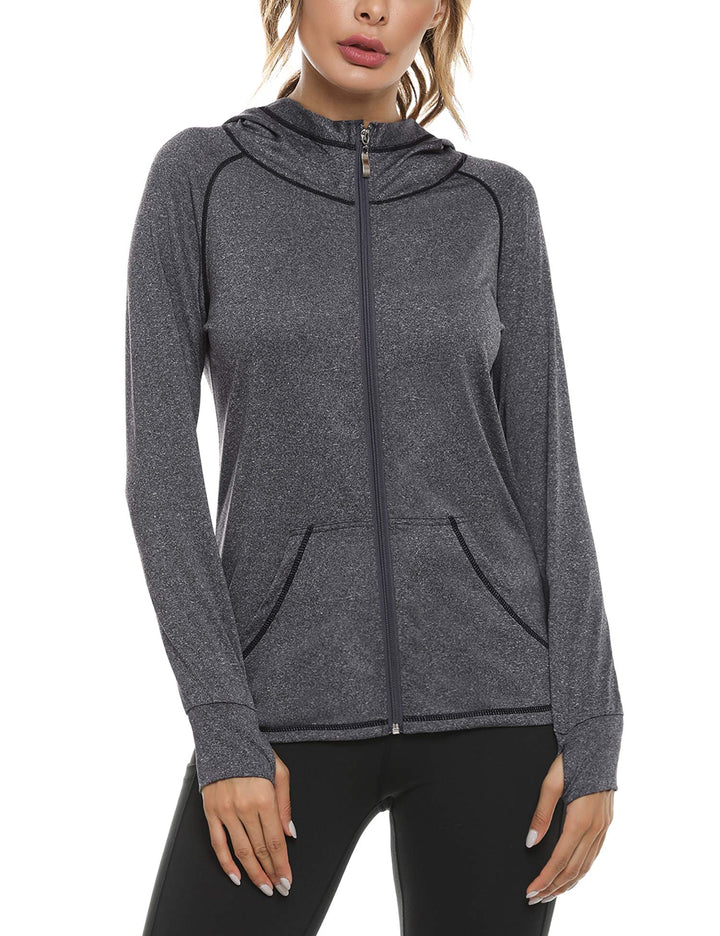 Sykooria Damen Sweatjacke Langarm Trainingsjacke Laufjacke Hoodie Leichte Atmungsaktiv Sportjacke vo