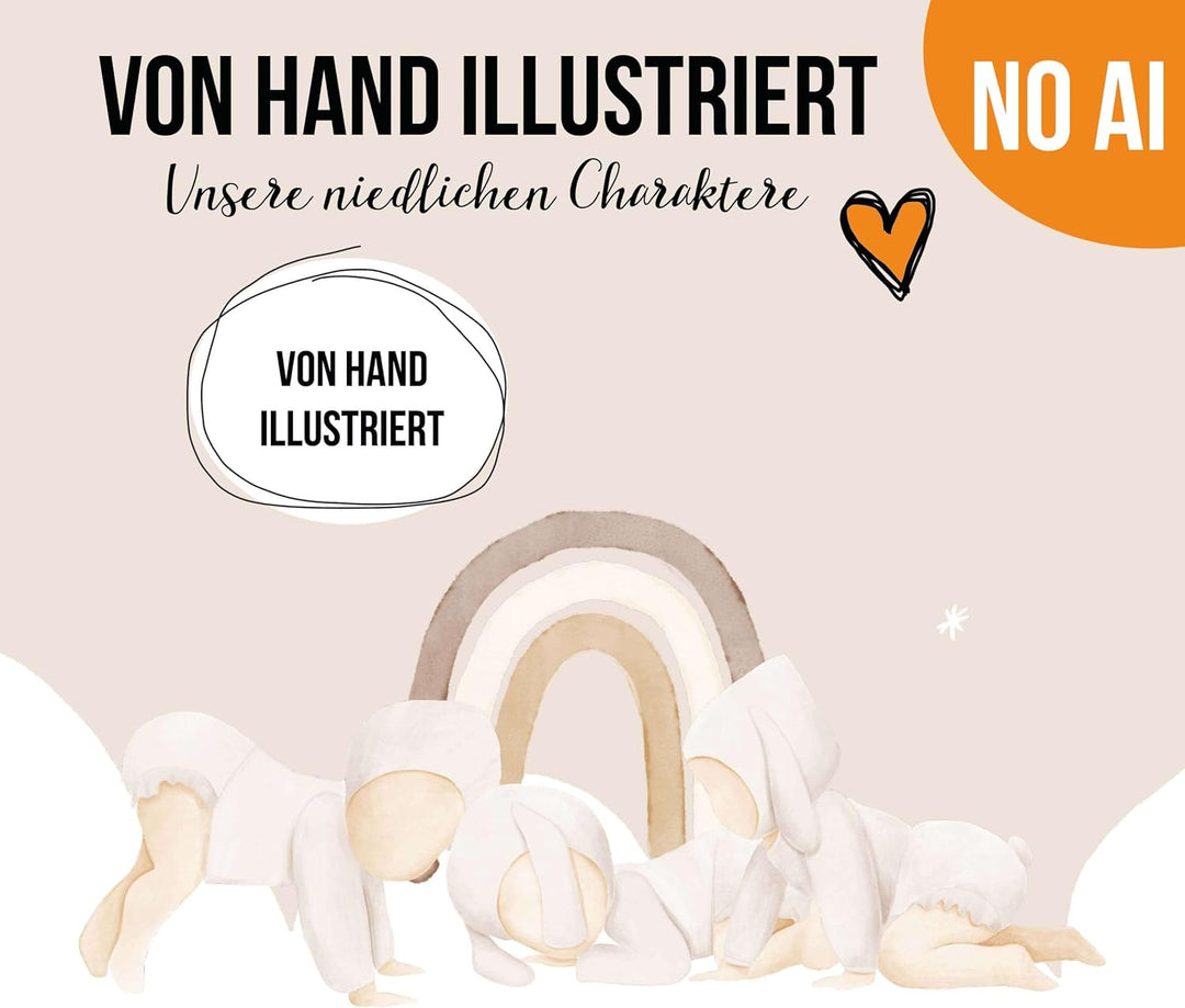 Erinnerungsalbum für Drillinge – Boho Babyalbum DIN A4 | 64 Seiten | Hardcover in Beige &amp; Braun | Ge