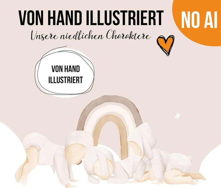 Erinnerungsalbum für Drillinge – Boho Babyalbum DIN A4 | 64 Seiten | Hardcover in Beige &amp; Braun | Ge
