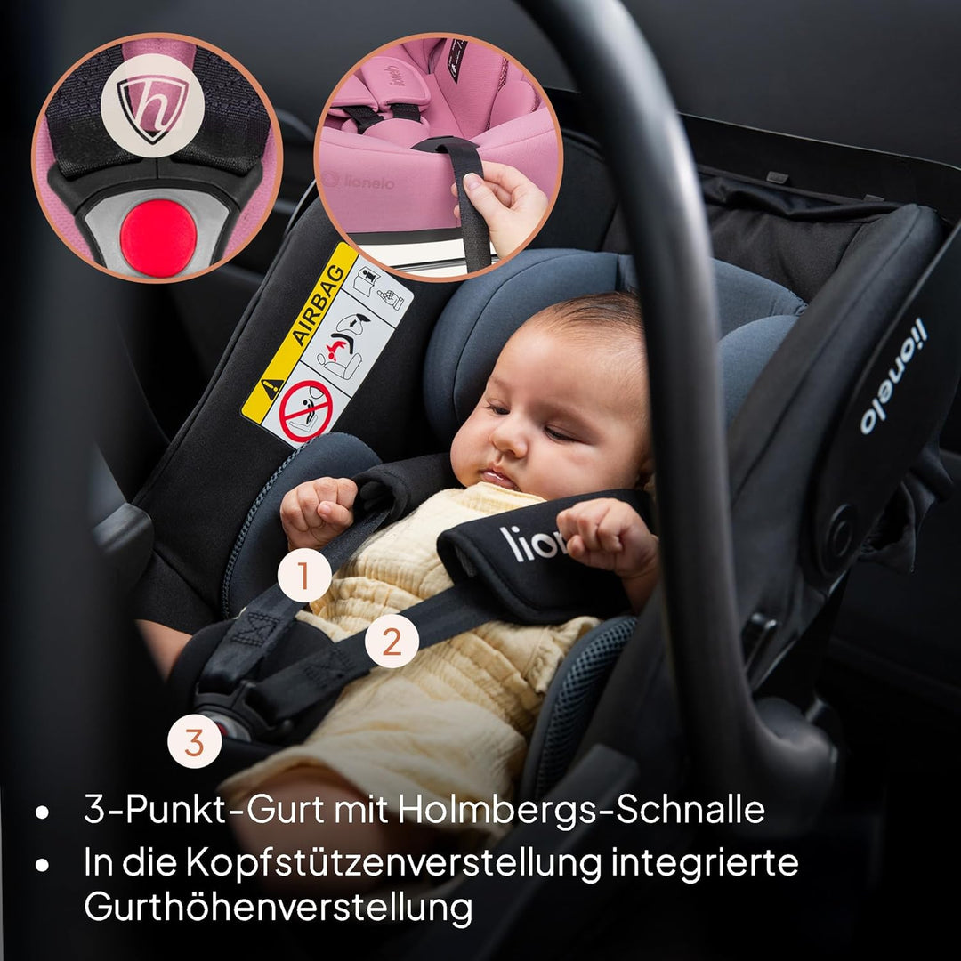 Lionelo ASTRID i-Size Baby Autositz 40-87 cm, Babyschale Gruppe 0+, Rückwärtsgerichtete Montage, 3-P
