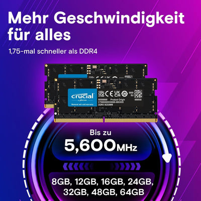 Crucial RAM 16GB Kit (2x8GB) DDR5 5600MHz (oder 5200MHz oder 4800MHz) Laptop Arbeitsspeicher CT2K8G5