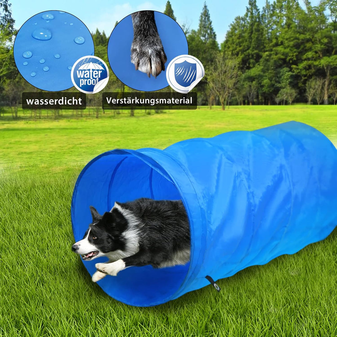 NAIZY Agility Set Hunde Gross Klein Beweglichkeit Trainings Set mit Hundetunnel &amp; Slalomstangen &amp; Ei