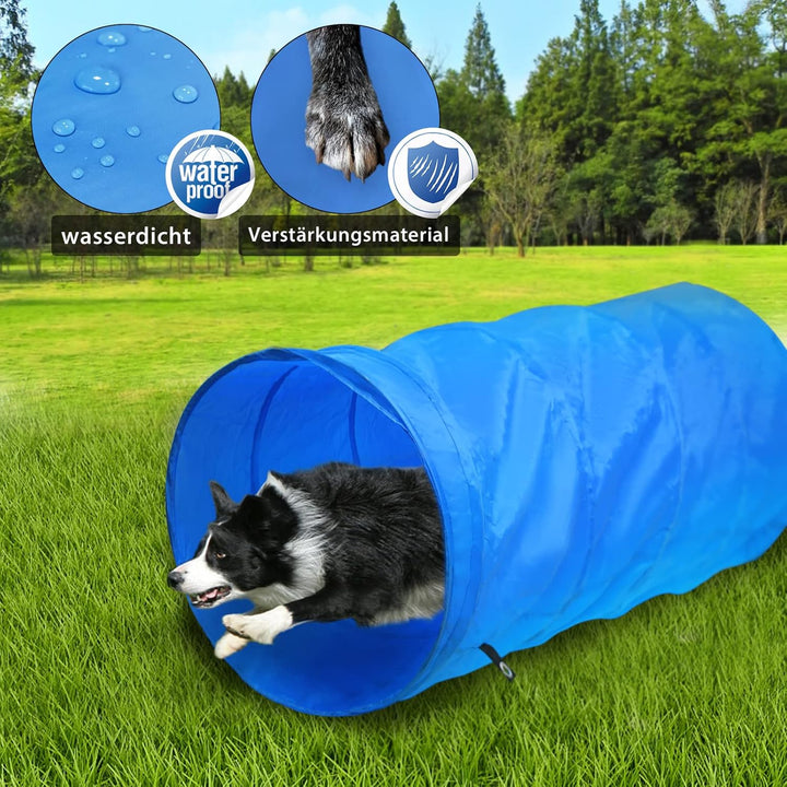 NAIZY Agility Set Hunde Gross Klein Beweglichkeit Trainings Set mit Hundetunnel &amp; Slalomstangen &amp; Ei