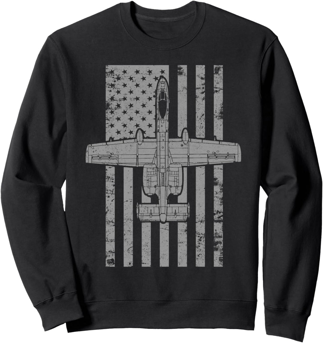 A-10 Thunderbolt II "Warthog" Vintage Flag Flugzeug Sweatshirt