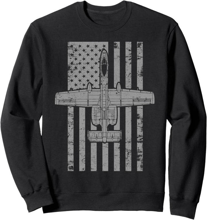 A-10 Thunderbolt II "Warthog" Vintage Flag Flugzeug Sweatshirt