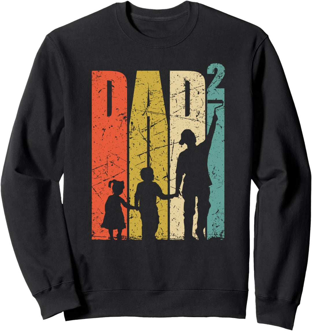 Dad hoch 2 Vater zweifacher Papa Geschenk für Maler Sweatshirt
