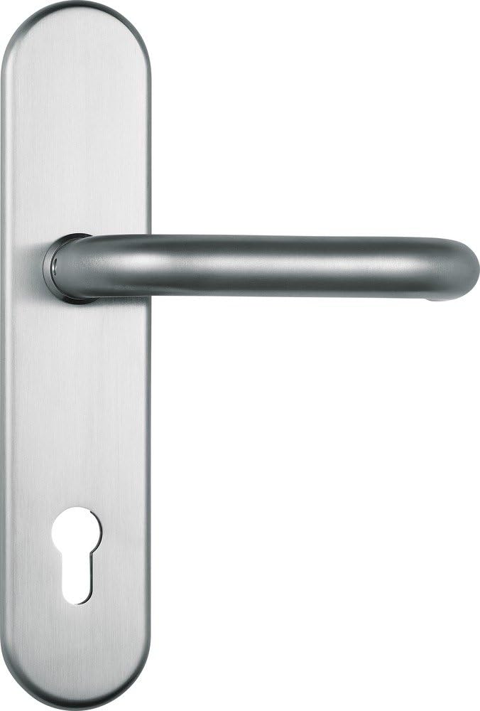 ABUS Tür-Schutzbeschlag HLZS814 ER edelstahl mit Zylinderschutz & beidseitigem Drücker rund, 12229 E