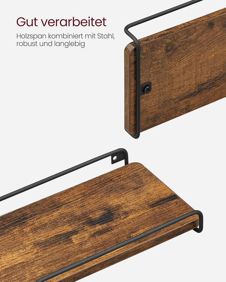 VASAGLE L-förmiges Eckregal, 2er Set, Wandregal, Industrie-Design, für Wohnzimmer, Schlafzimmer, Küc
