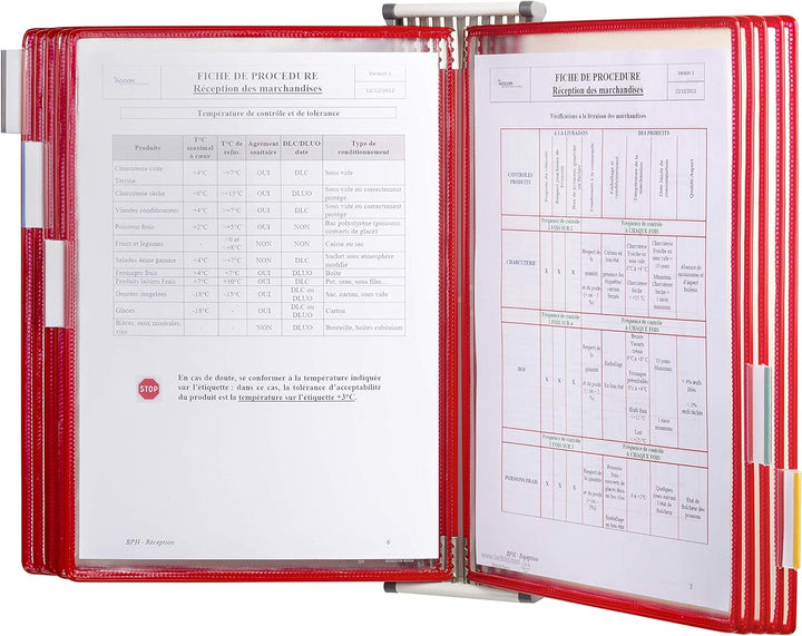 Tarifold 52755 Technic Wand-Sichttafelsystem mit 5 Indexreitern zum Anklemmen und 10 Sichttafeln A4