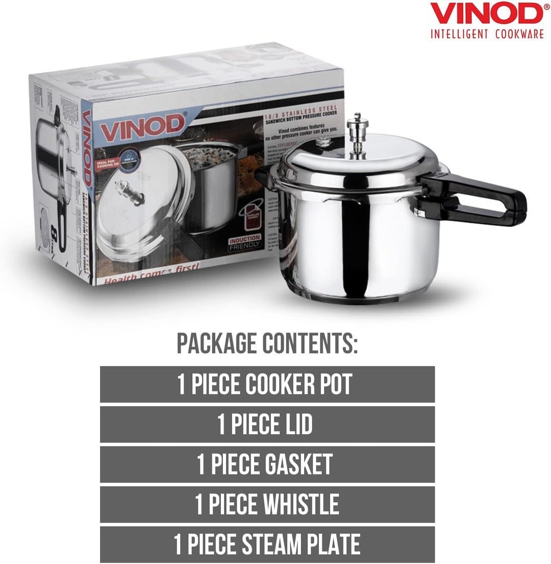 Vinod Pressure Cooker 7 ltr Edelstahl Schnellkochtopf mit Glasdeckel, induktionsgeeignet hochwertige